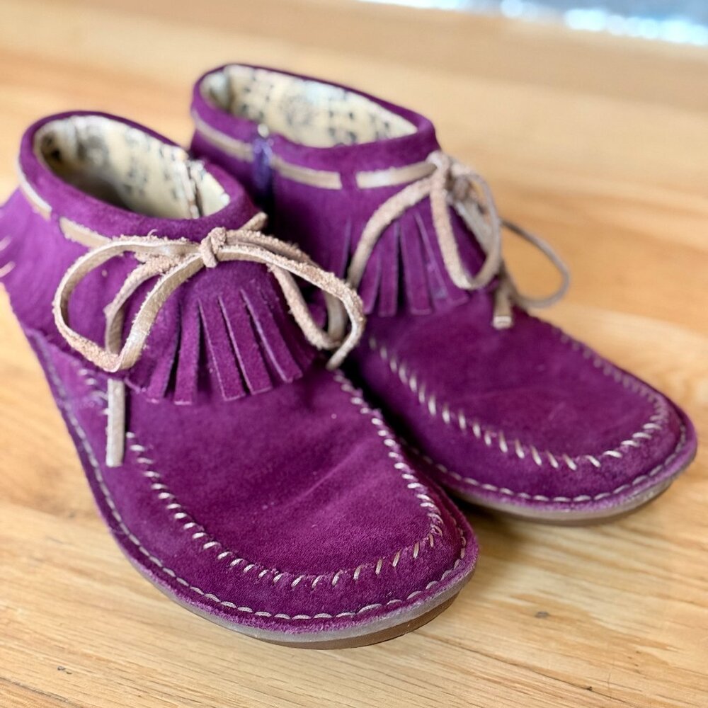 Hush Puppies Purple Suede Fringed Moccasins
